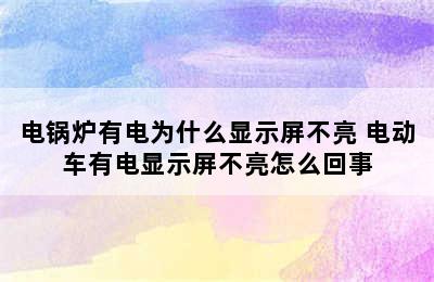 电锅炉有电为什么显示屏不亮 电动车有电显示屏不亮怎么回事